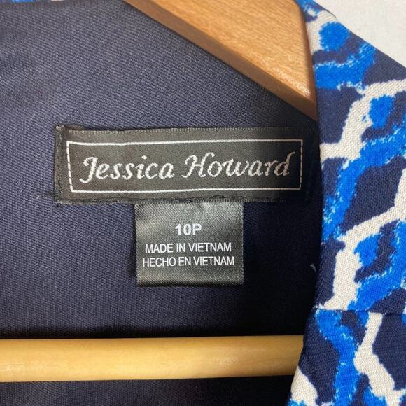 Jessica Howard Short Sleeve A Line Patterned Dress 10P - Picture 3 of 5
